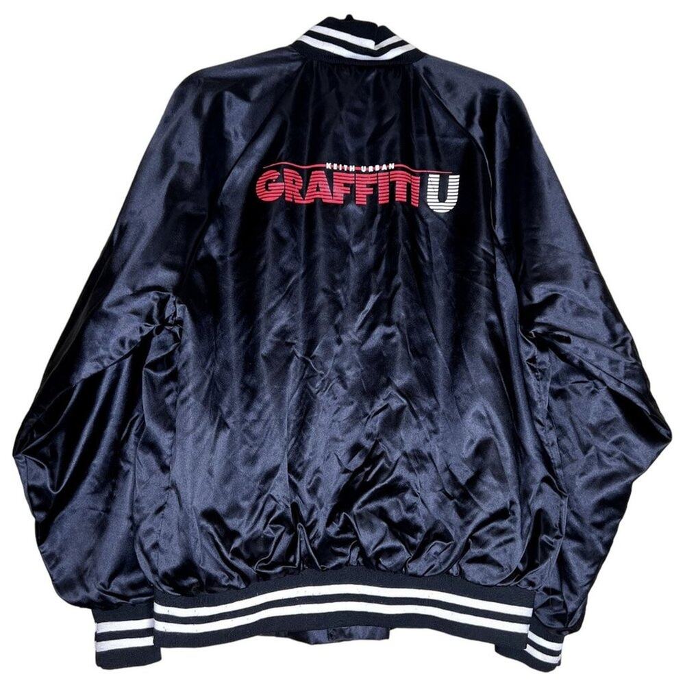 KEITH URBAN GRAFFITI U Tour VIP Retro Satin Concert Bomber Jacket Men's Size Lar
